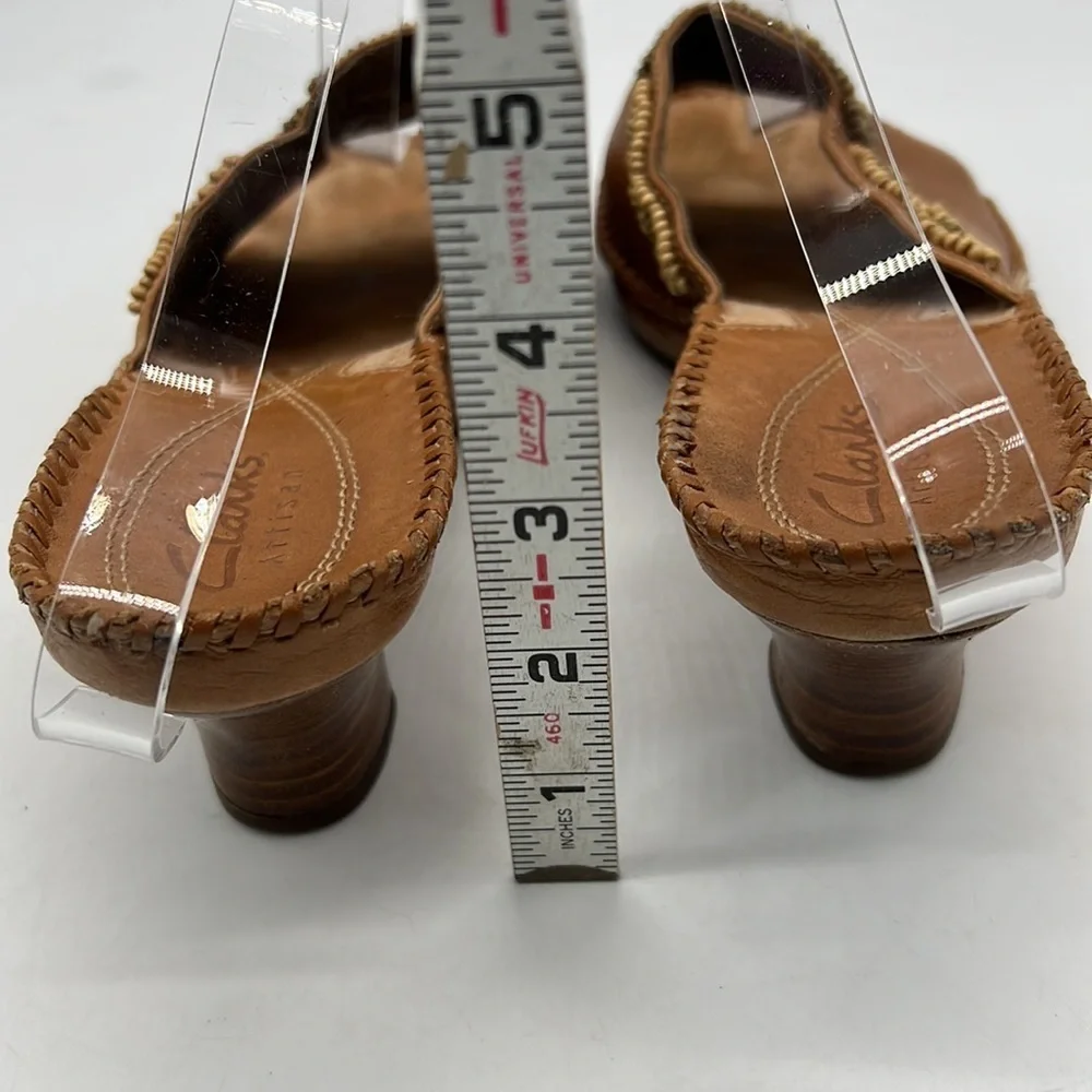 Clarks Artisan Brown Leather Beaded Sandals size 8.5